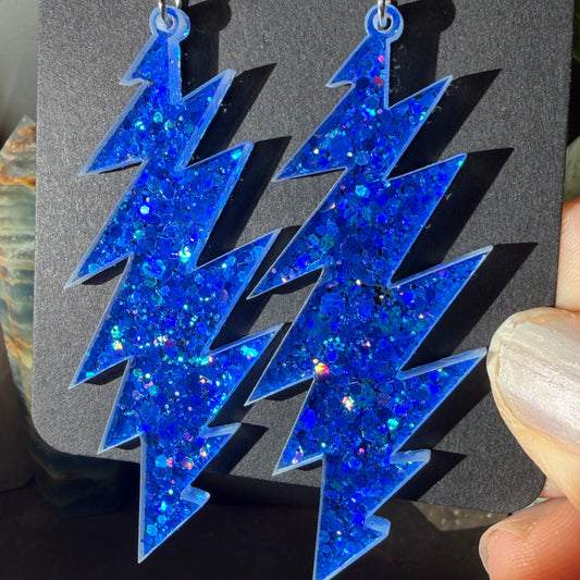 Ripple Glitter | Grateful Dead 13-Bolt Earrings | blue sparkle