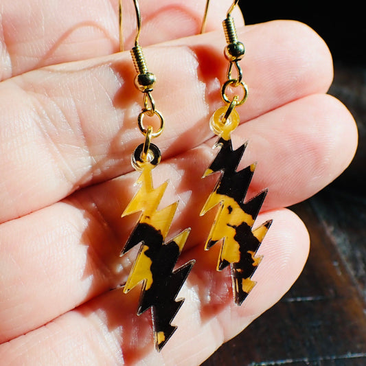 Tortoise Shell Grateful Dead Bolt Earrings