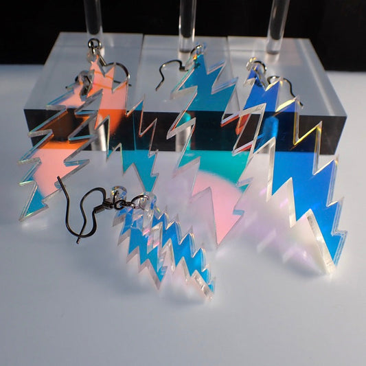 Althea Iridescent | Grateful Dead 13-Bolt Earrings | Iridescent holographic