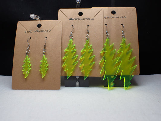 Grateful Dead Earrings - 13-Point Bolt - Neon Yellow