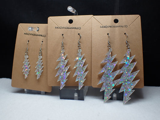 Holographic Glitter Bolt Earrings – Grateful Dead