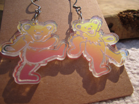 Grateful Dead Earrings - Dancing Bears Iridescent