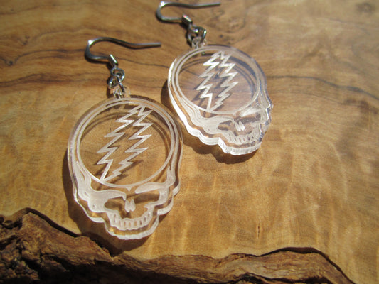 Clear Stealie Earrings – Grateful Dead