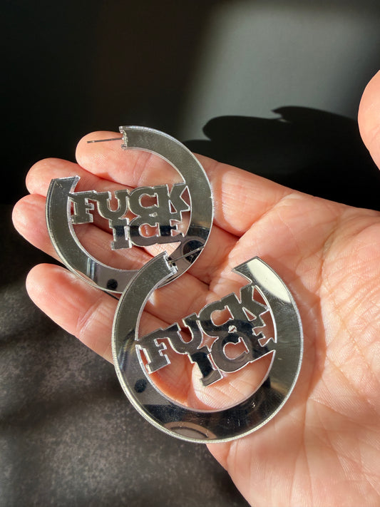 Silver F*CK ICE hoops