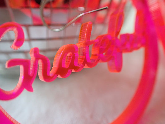 Grateful Dead Script Earrings – Neon Pink