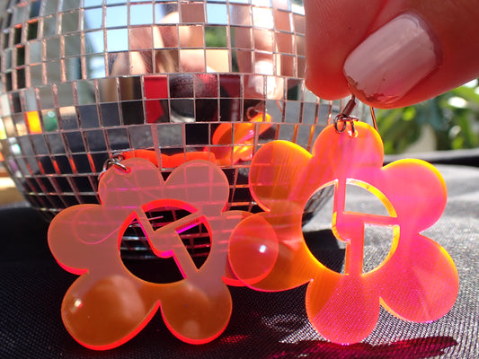 Disco Biscuits Earrings - Neon Flower