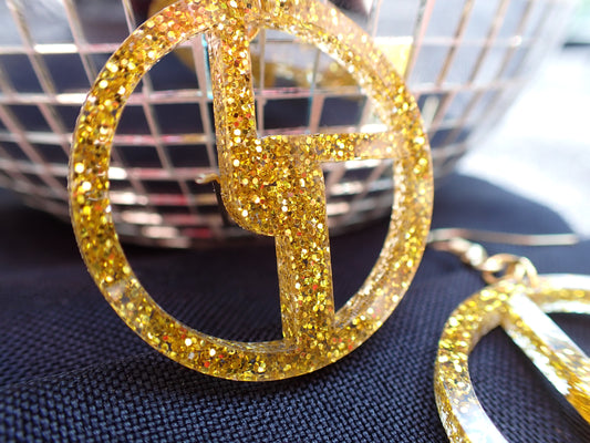 Disco Biscuits Earrings - Gold Glitter