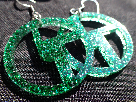 Disco Biscuits Earrings - Green Glitter