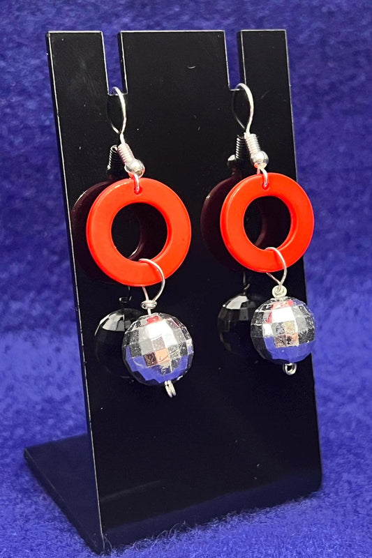 Phish Earrings - Red Donut Disco Ball Earrings