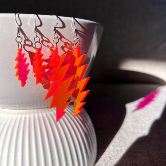 Fire on the Mountain Neon | Grateful Dead 13-Bolt Earrings | pink neon flourescent