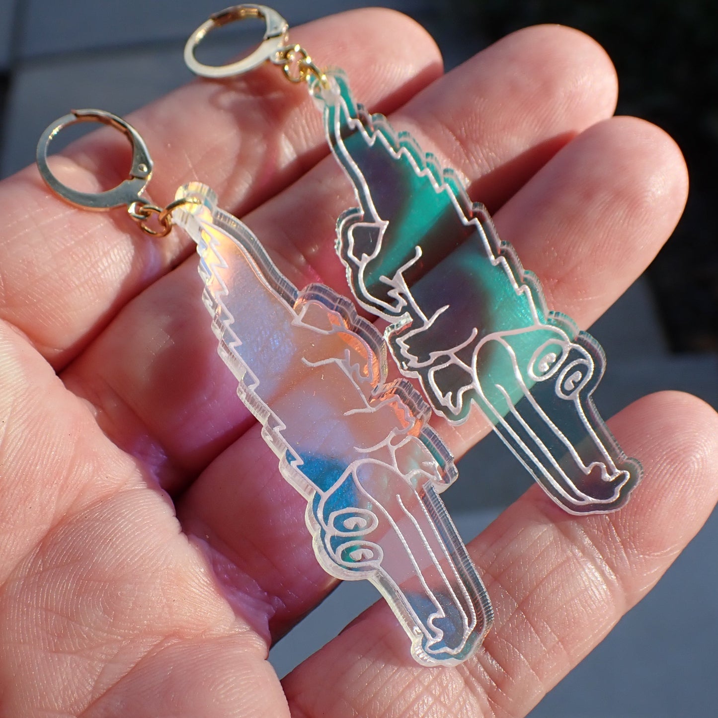 King Gizzard and the Lizard Wizard Earrings, KGLW Gator Earrings - Iridescent