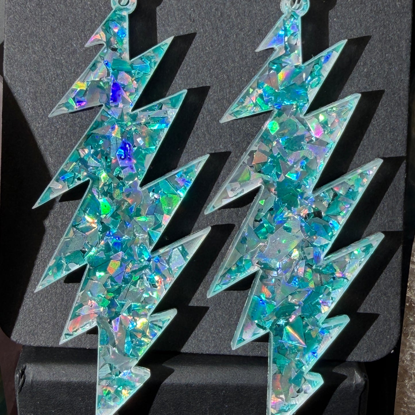 Picasso Moon Glitter | Grateful Dead 13-Bolt Earrings | blue pink sparkle