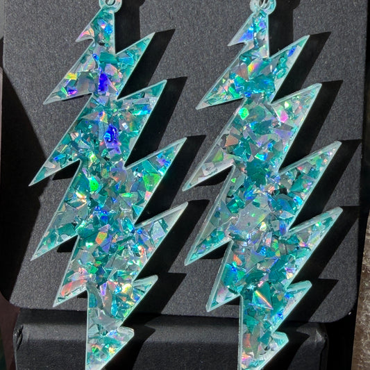 Picasso Moon Glitter | Grateful Dead 13-Bolt Earrings | blue pink sparkle