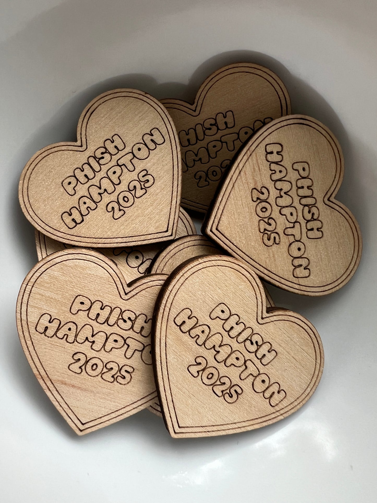 Phish Hampton 2025 Wooden Heart Keepsake Magnet or Token