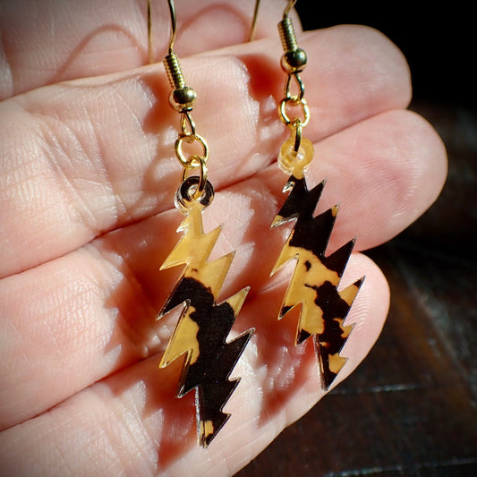 Tortoise Shell Grateful Dead Bolt Earrings