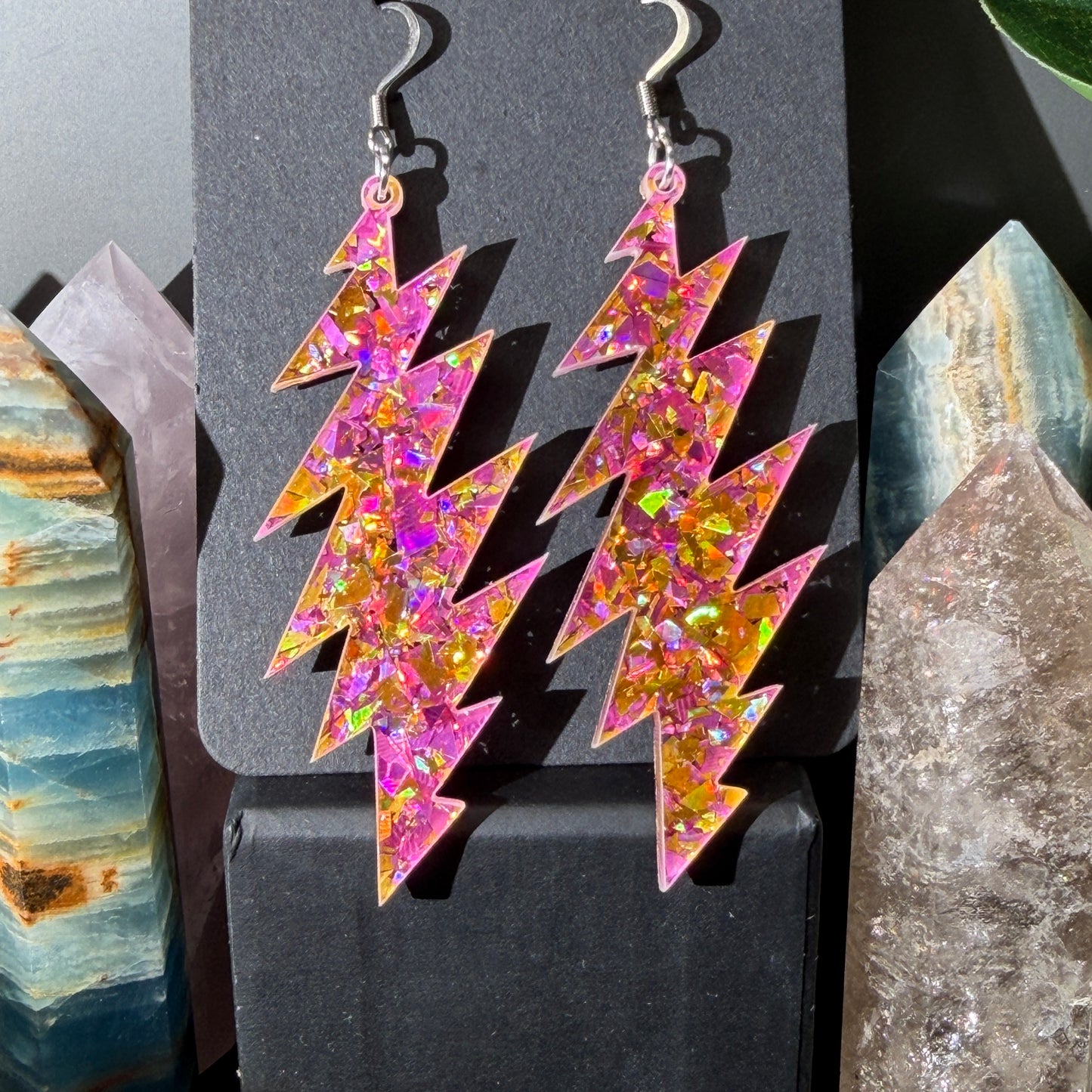 Sugaree Glitter | Grateful Dead 13-Bolt Earrings | yellow pink sparkle