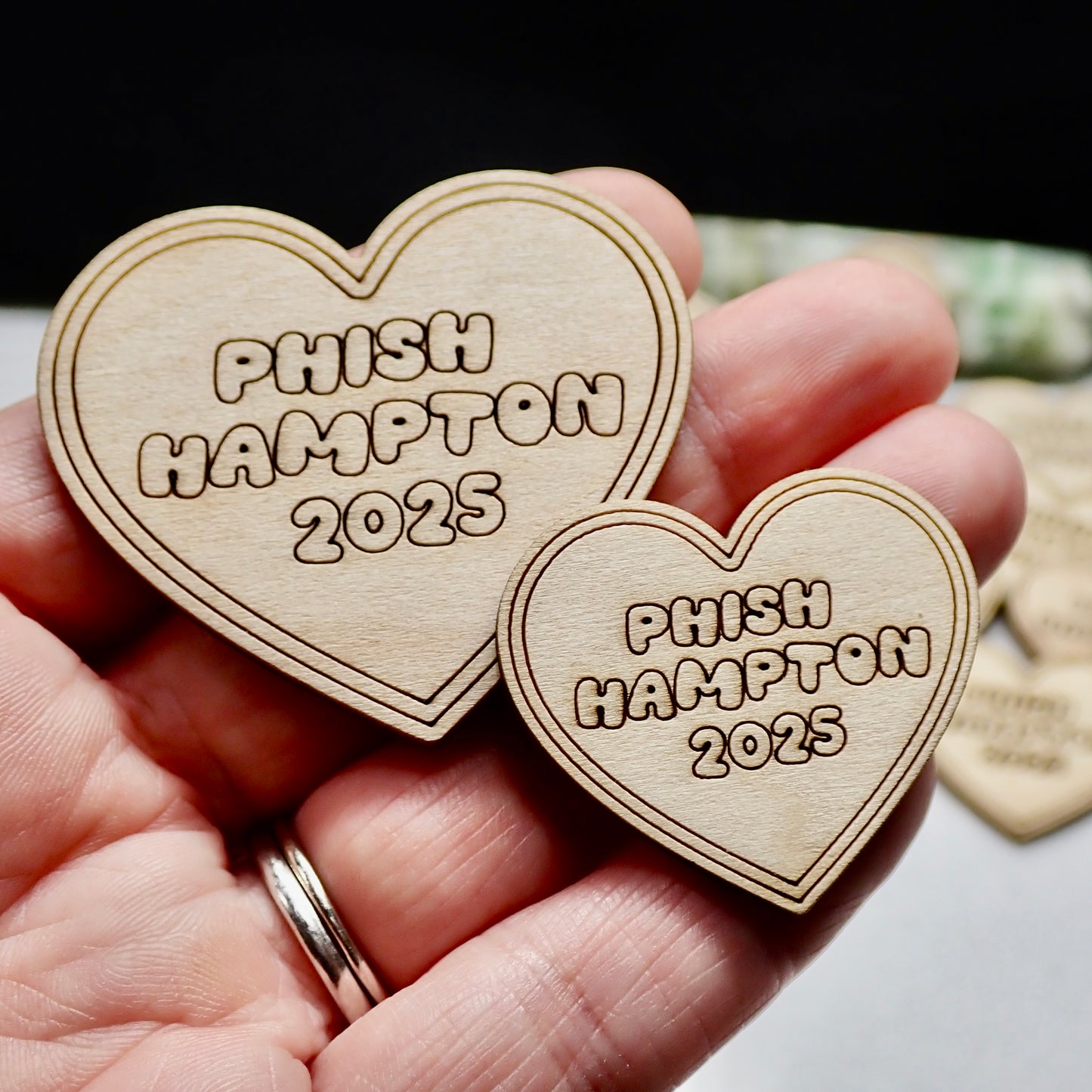Phish Hampton 2025 Wooden Heart Keepsake Magnet or Token