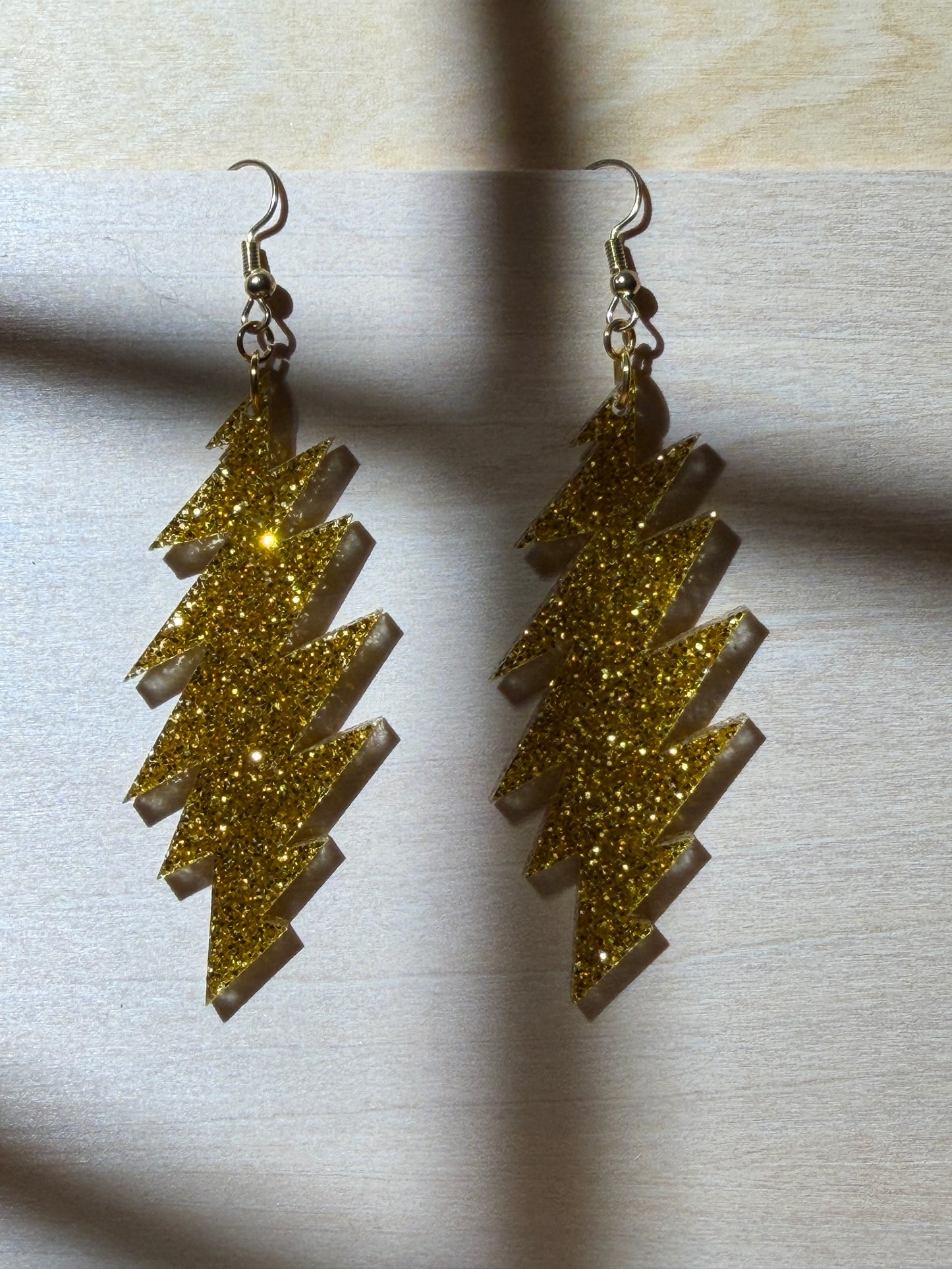 Grateful Dead Earrings - 13-Point Bolt - Gold Glitter