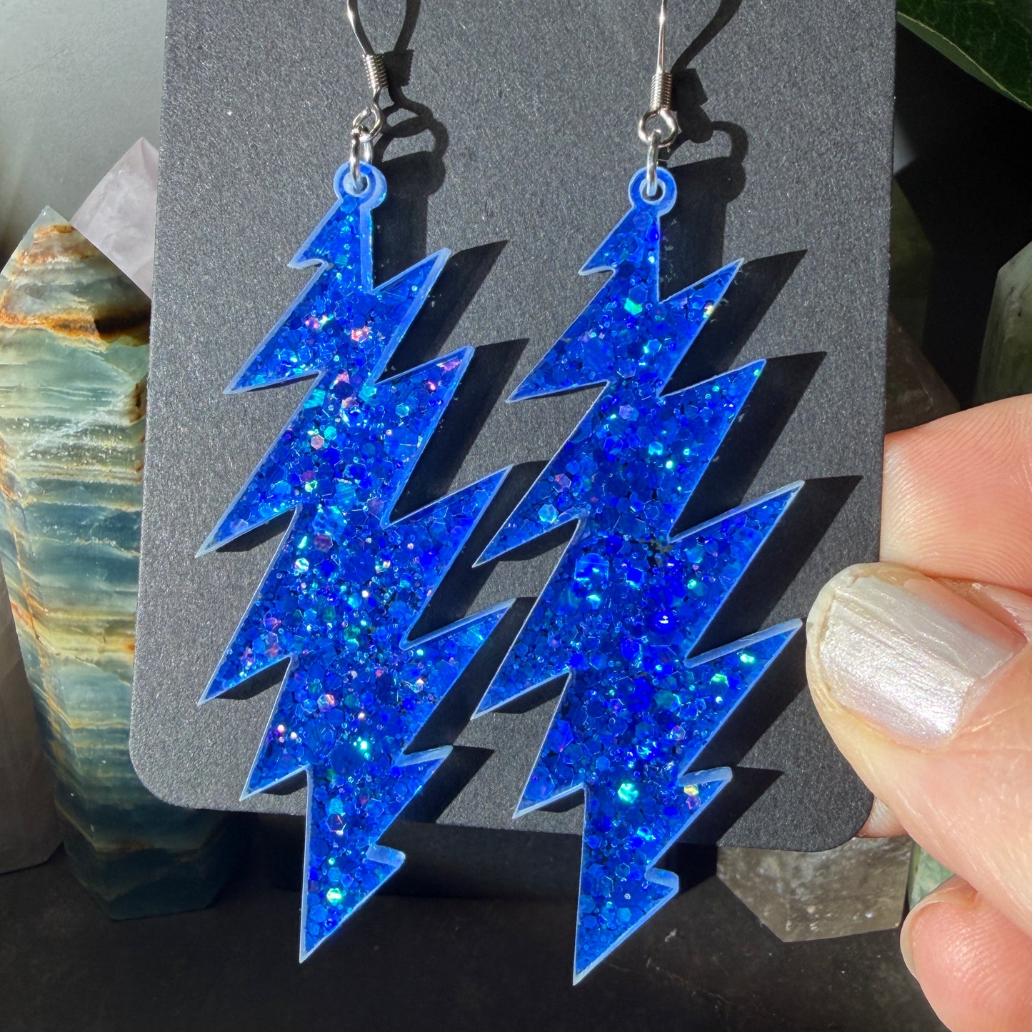 Ripple Glitter | Grateful Dead 13-Bolt Earrings | blue sparkle