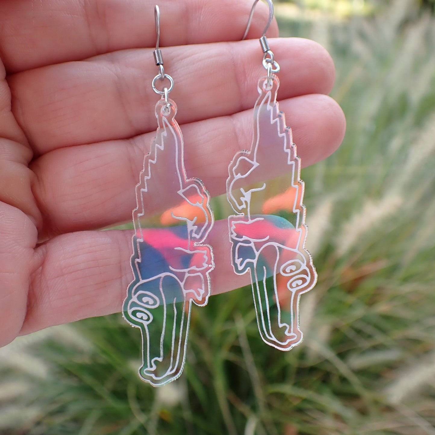 King Gizzard and the Lizard Wizard Earrings, KGLW Gator Earrings - Iridescent