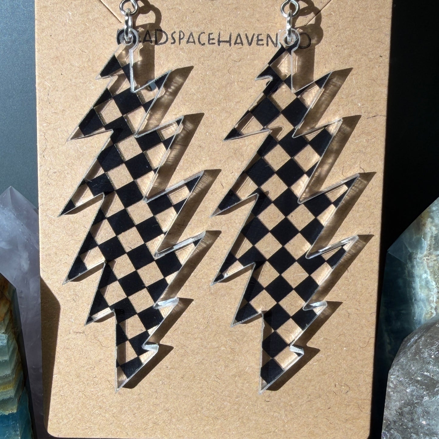 New Speedway Boogie Checkered | Grateful Dead 13-Bolt Earrings | Black checkered