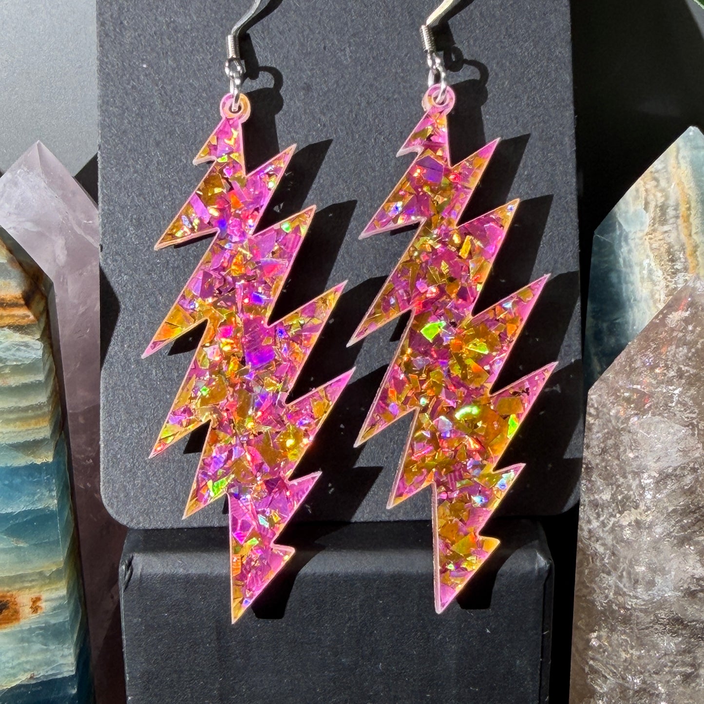 Sugaree Glitter | Grateful Dead 13-Bolt Earrings | yellow pink sparkle