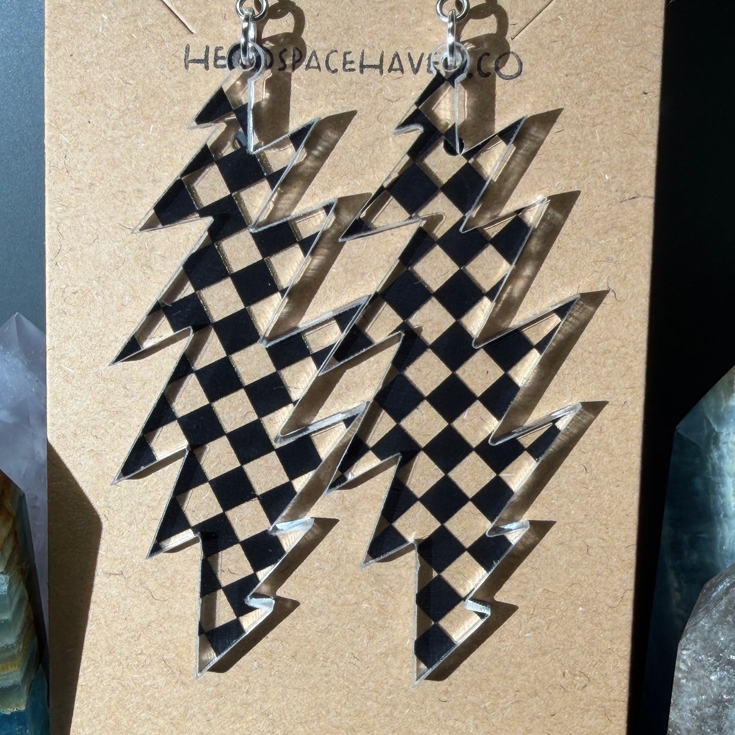 New Speedway Boogie Checkered | Grateful Dead 13-Bolt Earrings | Black checkered