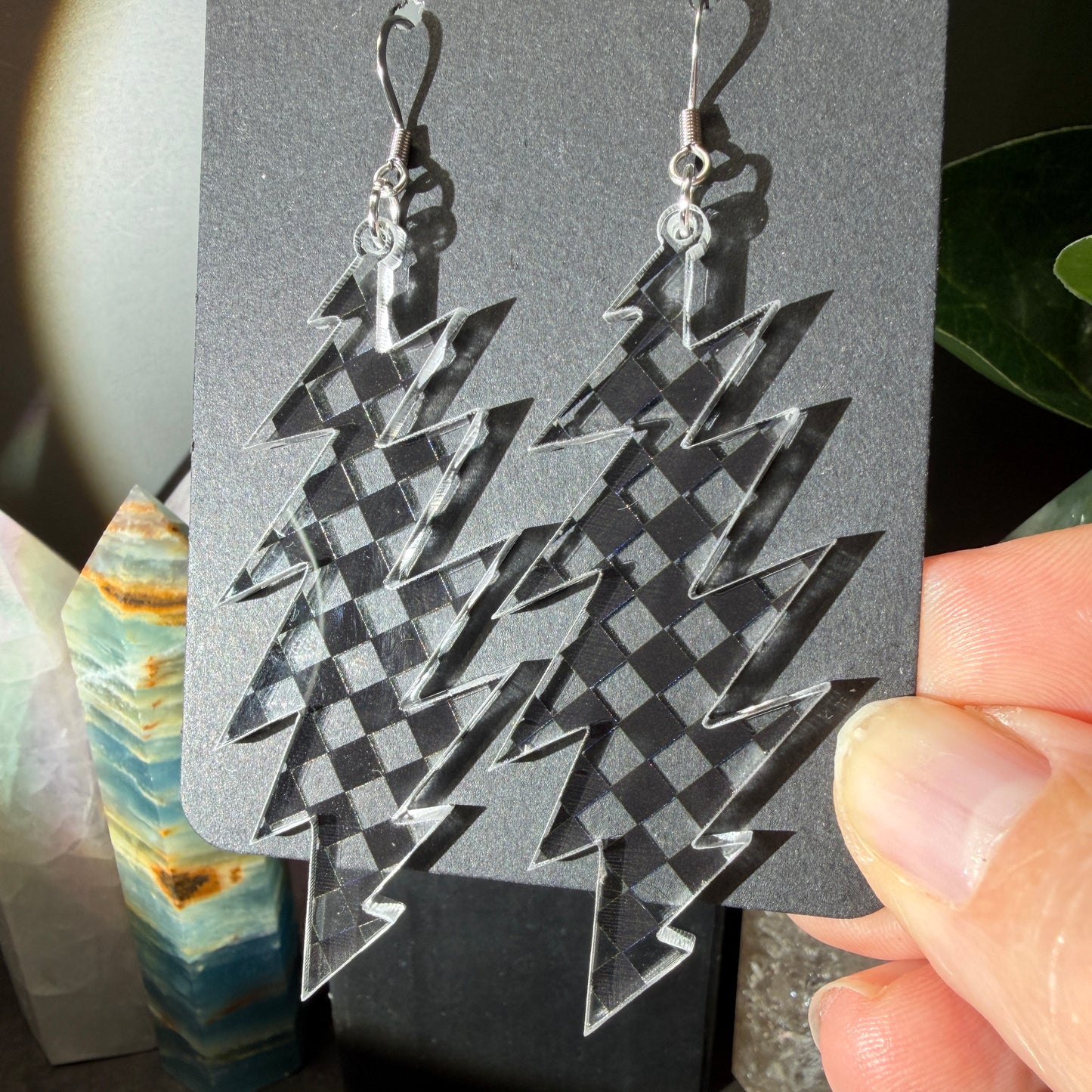 New Speedway Boogie Checkered | Grateful Dead 13-Bolt Earrings | Black checkered