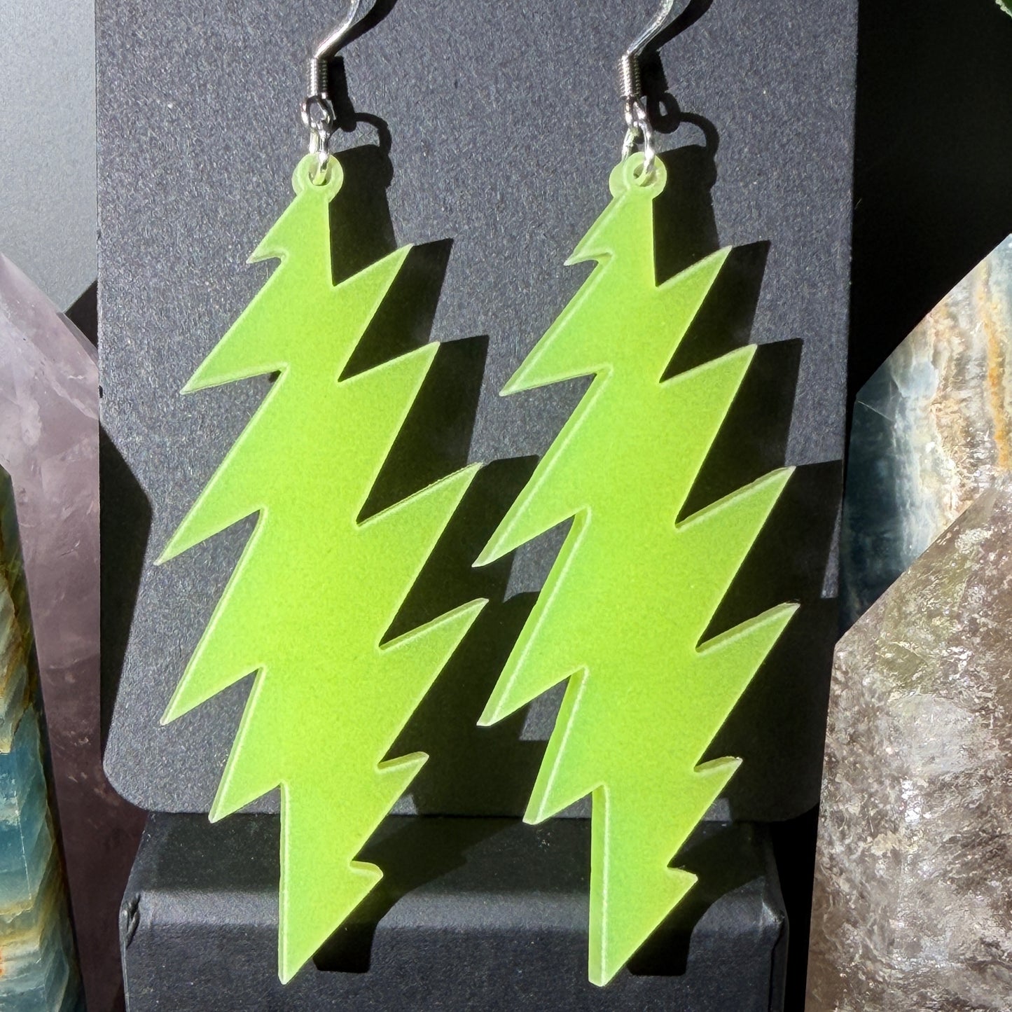 China Cat Glow in the Dark | Grateful Dead 13-Bolt Earrings | neon glow in the dark yellow green