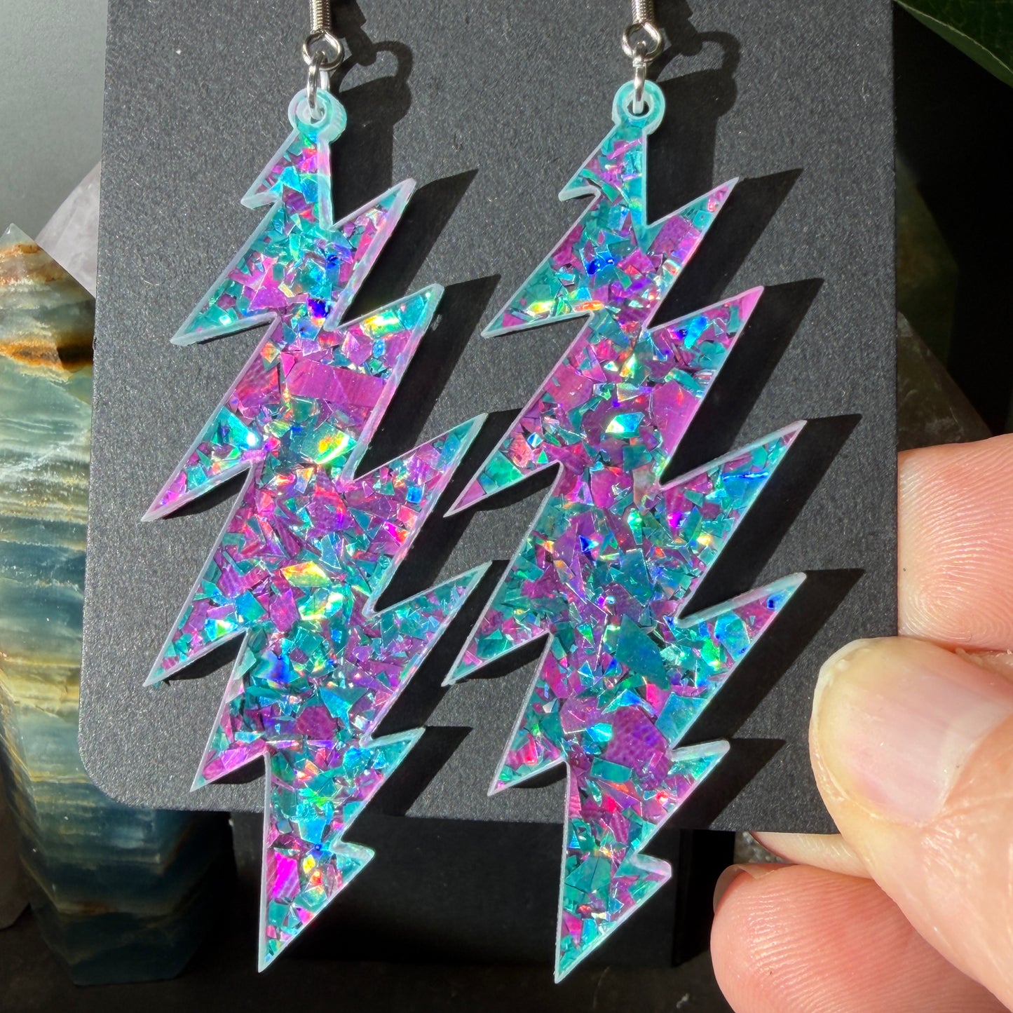 Cumberland Blues Glitter | Grateful Dead 13-Bolt Earrings | blue pink turquoise sparkle