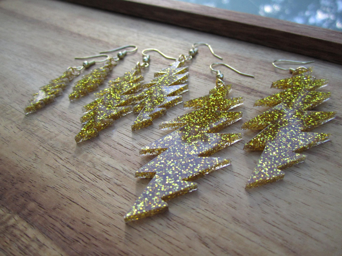 Grateful Dead Earrings - 13-Point Bolt - Gold Glitter