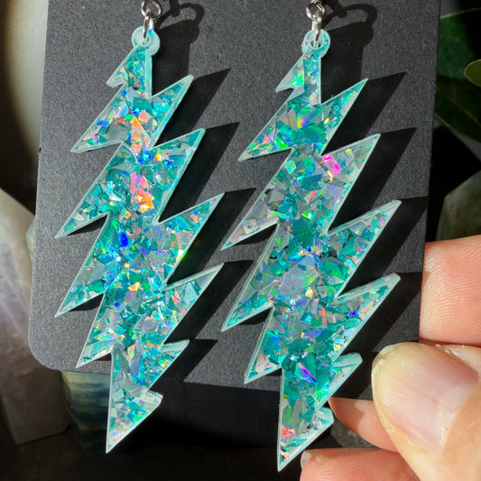 Picasso Moon Glitter | Grateful Dead 13-Bolt Earrings | blue pink sparkle
