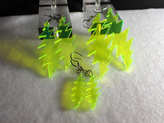 Grateful Dead Earrings - 13-Point Bolt - Neon Yellow