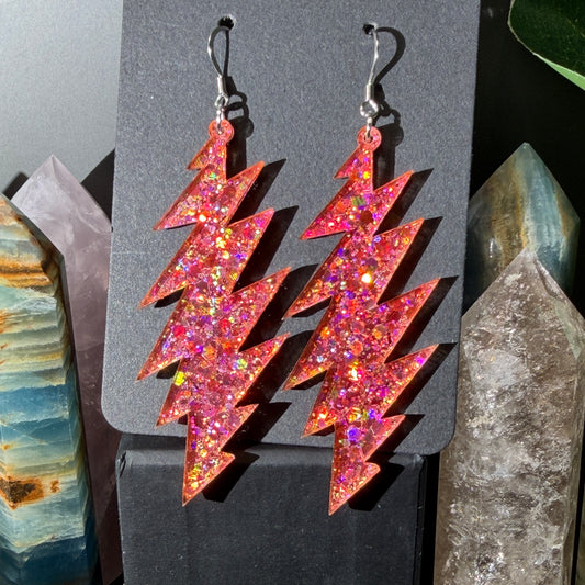 Love Light Glitter | Grateful Dead 13-Bolt Earrings | pink gold sparkle