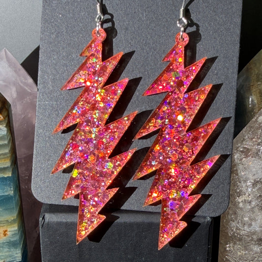 Love Light Glitter | Grateful Dead 13-Bolt Earrings | pink gold sparkle