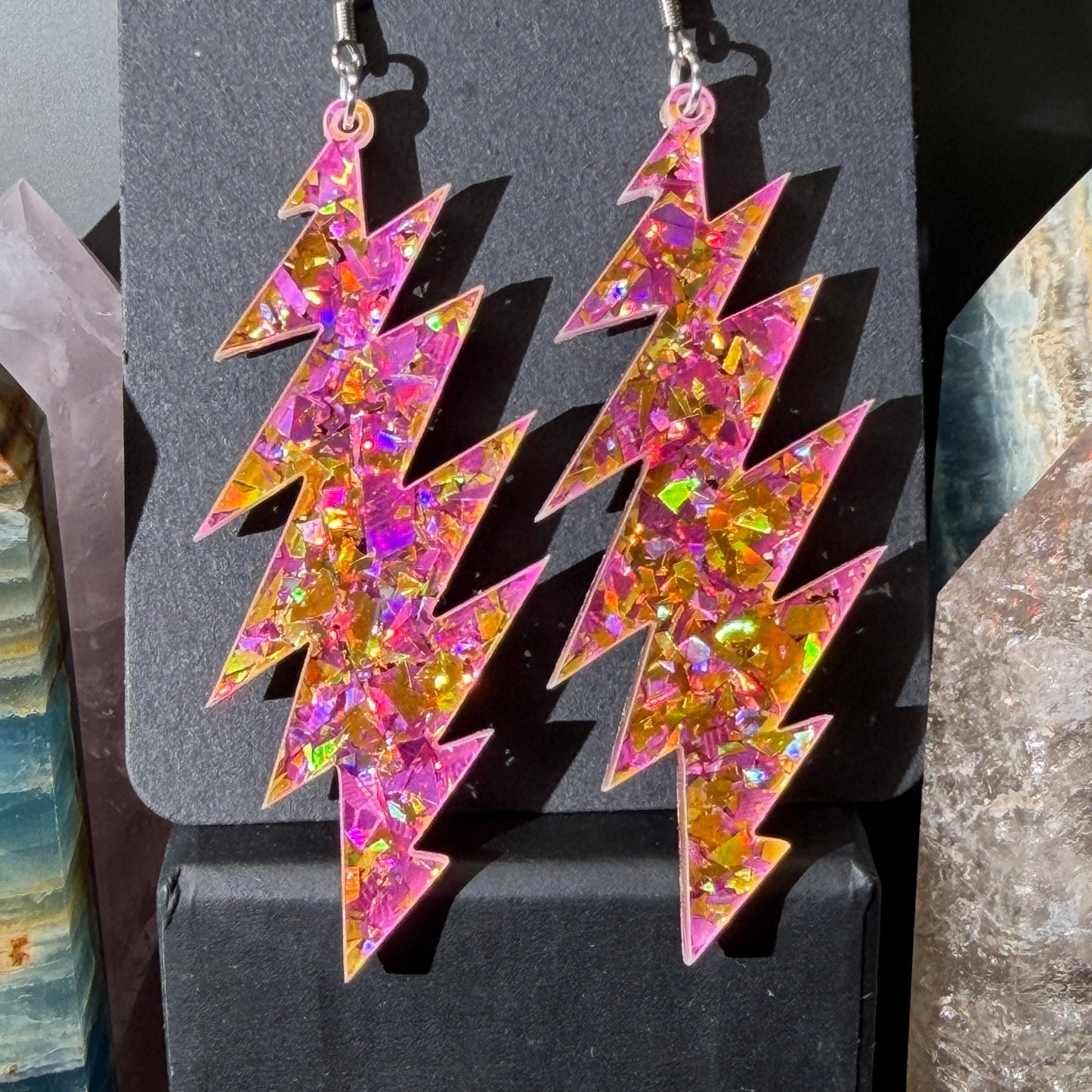 Sugaree Glitter | Grateful Dead 13-Bolt Earrings | yellow pink sparkle