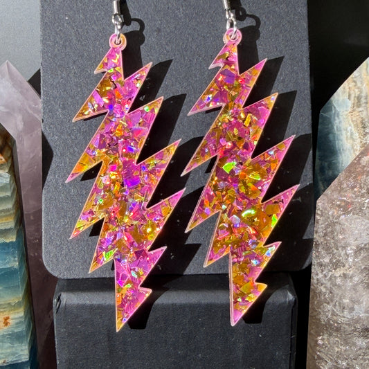 Sugaree Glitter | Grateful Dead 13-Bolt Earrings | yellow pink sparkle