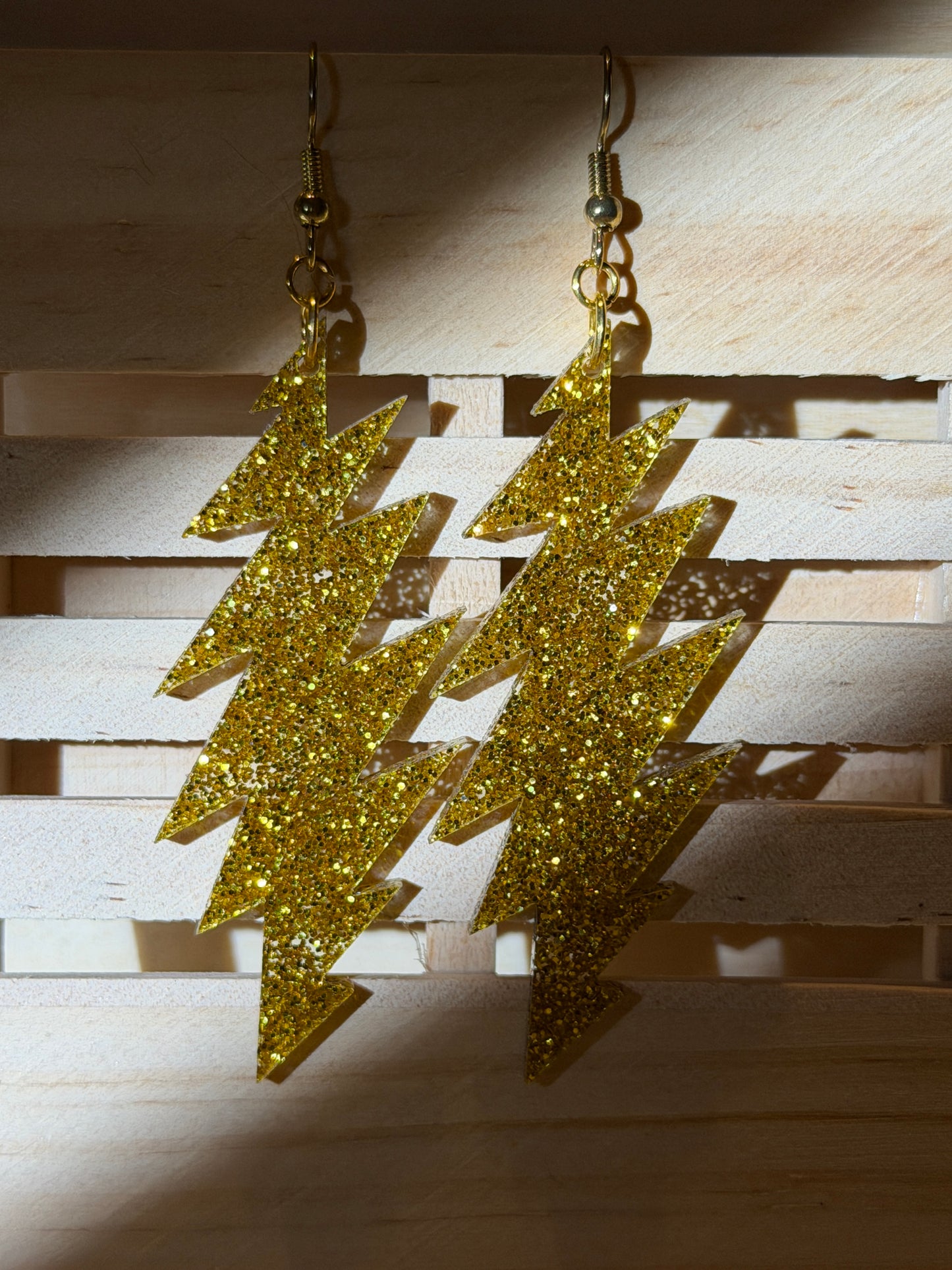 Grateful Dead Earrings - 13-Point Bolt - Gold Glitter