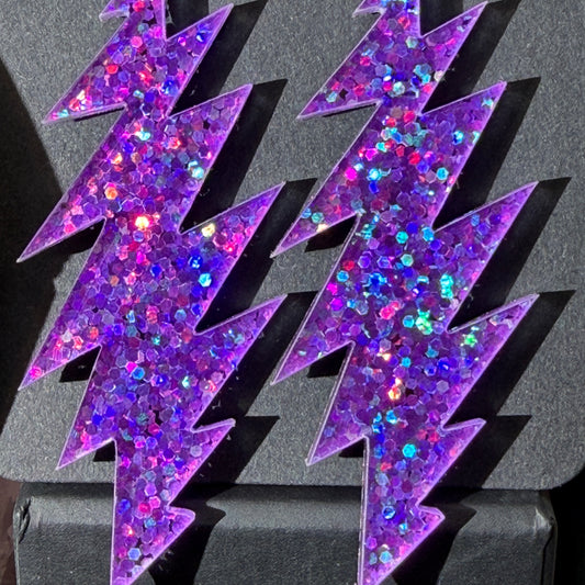 Playing in the Band Glitter | Grateful Dead 13-Bolt Earrings | purple sparkle