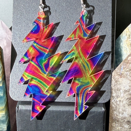 High Time Swirls | Grateful Dead 13-Bolt Earrings | colorful swirl psychedelic pattern