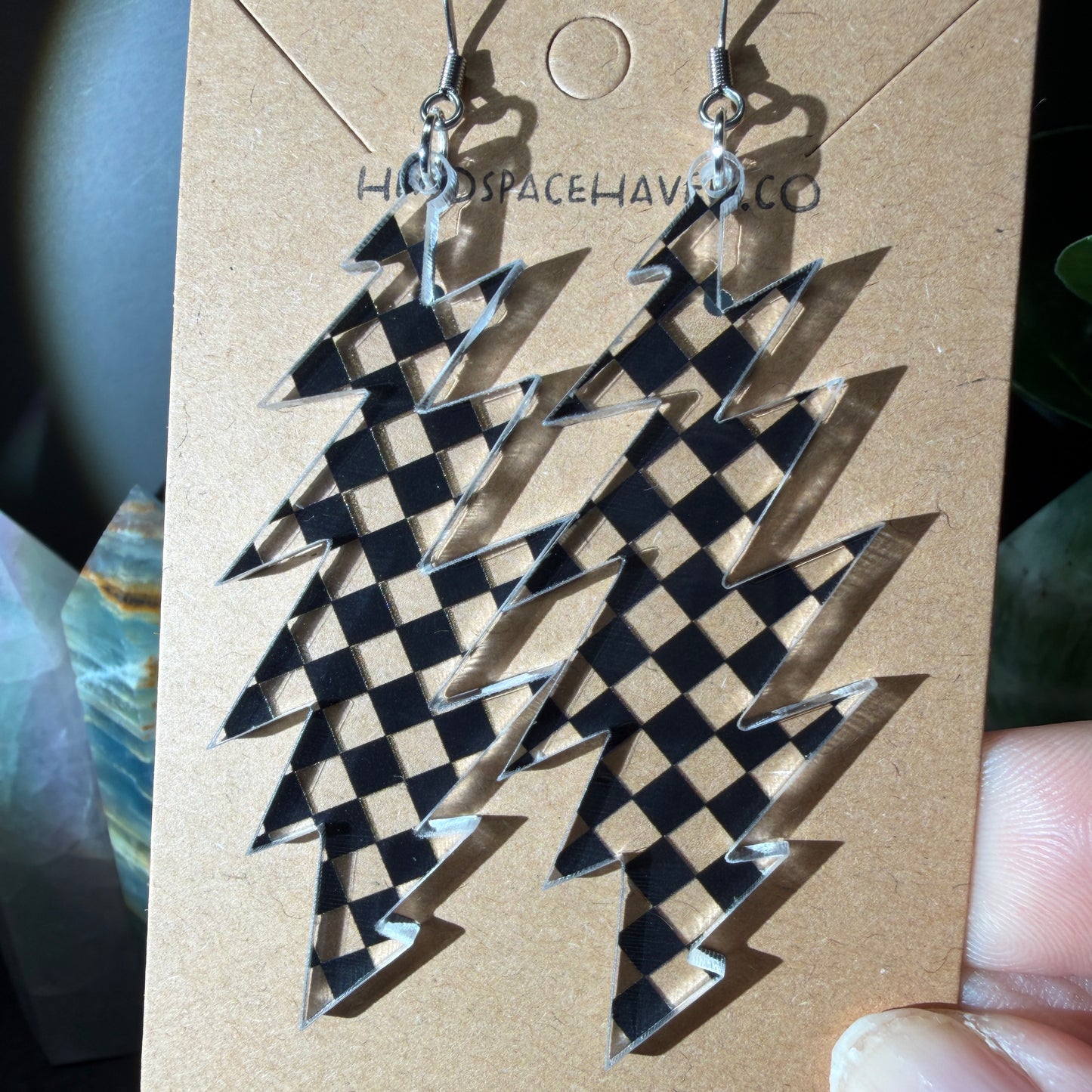 New Speedway Boogie Checkered | Grateful Dead 13-Bolt Earrings | Black checkered