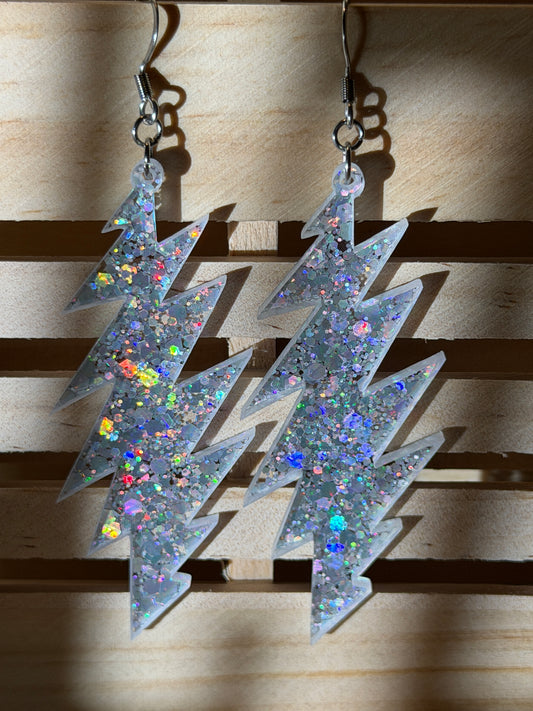 Holographic Glitter Bolt Earrings – Grateful Dead