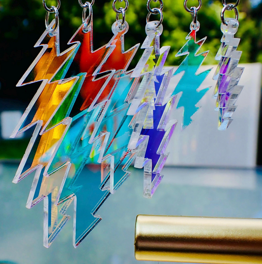 Althea Iridescent | Grateful Dead 13-Bolt Earrings | Iridescent holographic
