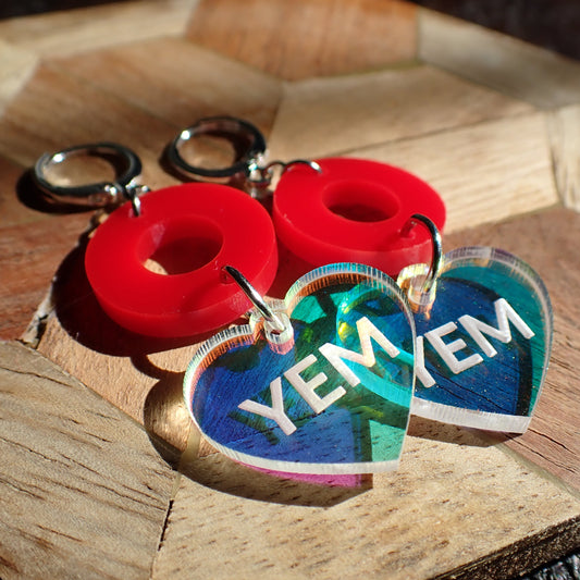 Phish 'YEM' Heart Earrings