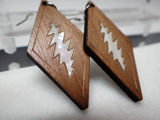 Grateful Dead Earrings - Mother of Pearl Bolt Inlay