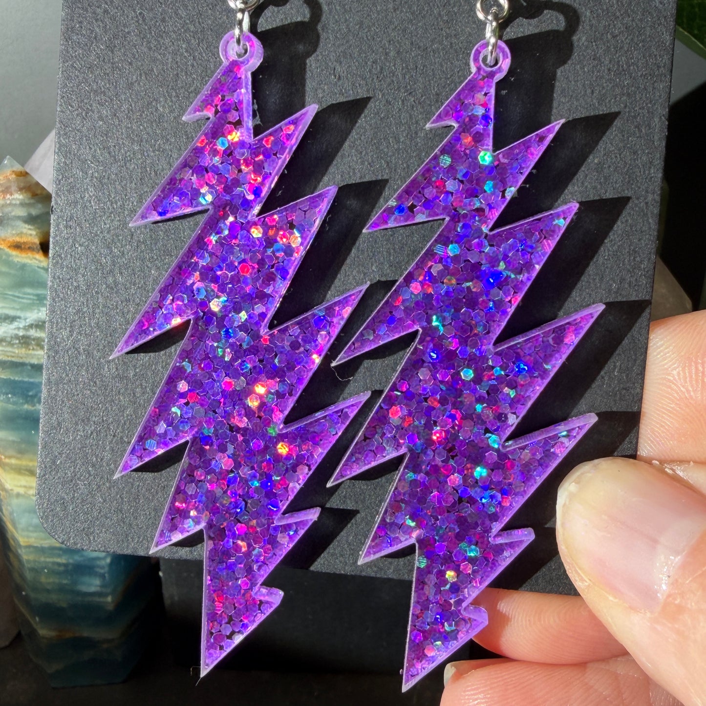 Playing in the Band Glitter | Grateful Dead 13-Bolt Earrings | purple sparkle