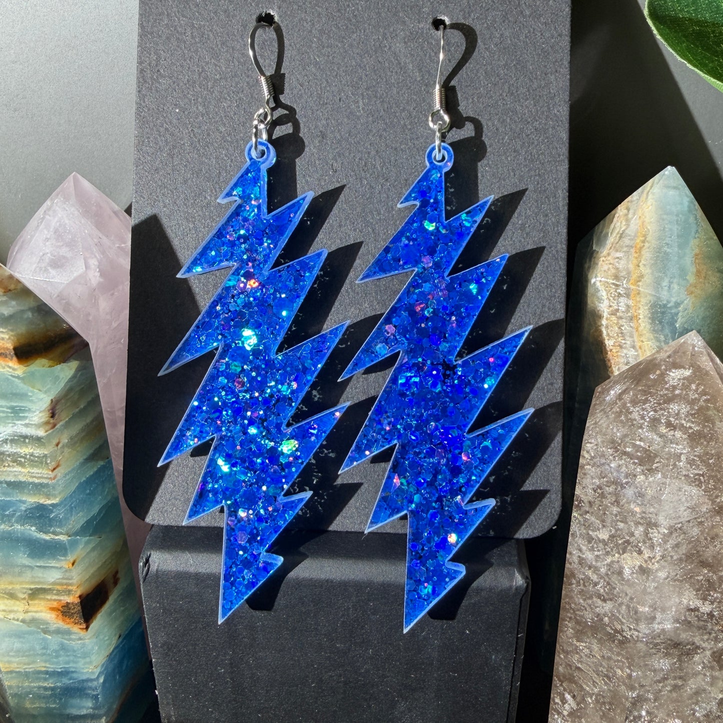 Ripple Glitter | Grateful Dead 13-Bolt Earrings | blue sparkle