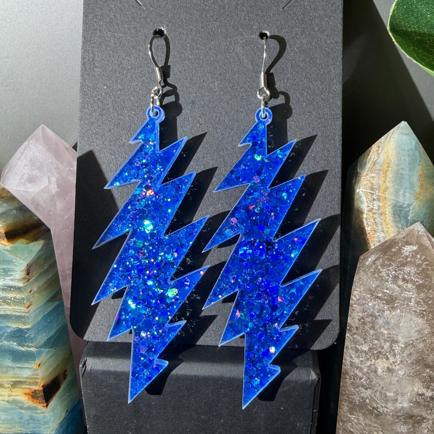 Ripple Glitter | Grateful Dead 13-Bolt Earrings | blue sparkle