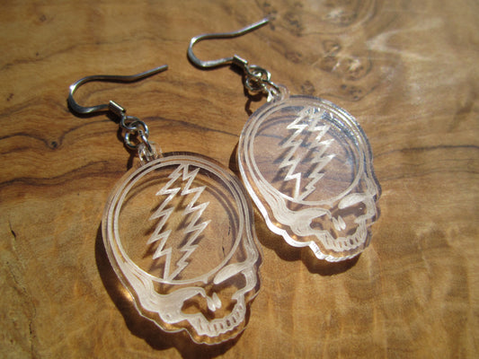Clear Stealie Earrings – Grateful Dead