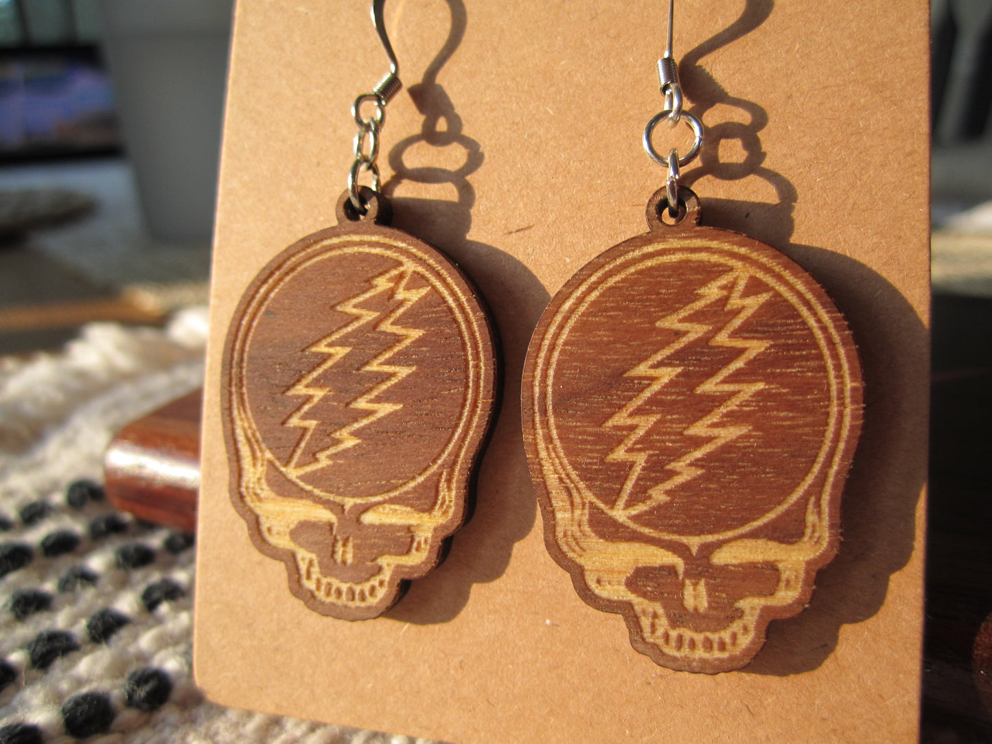 Walnut Wood Stealie Earrings – Grateful Dead